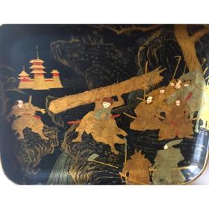 Boiled Cardboard Tray Samurai Decor, Circa 1900