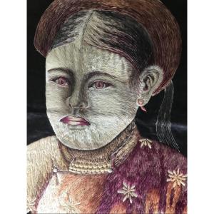 Embroidered Portrait, Indochina, Circa 1900