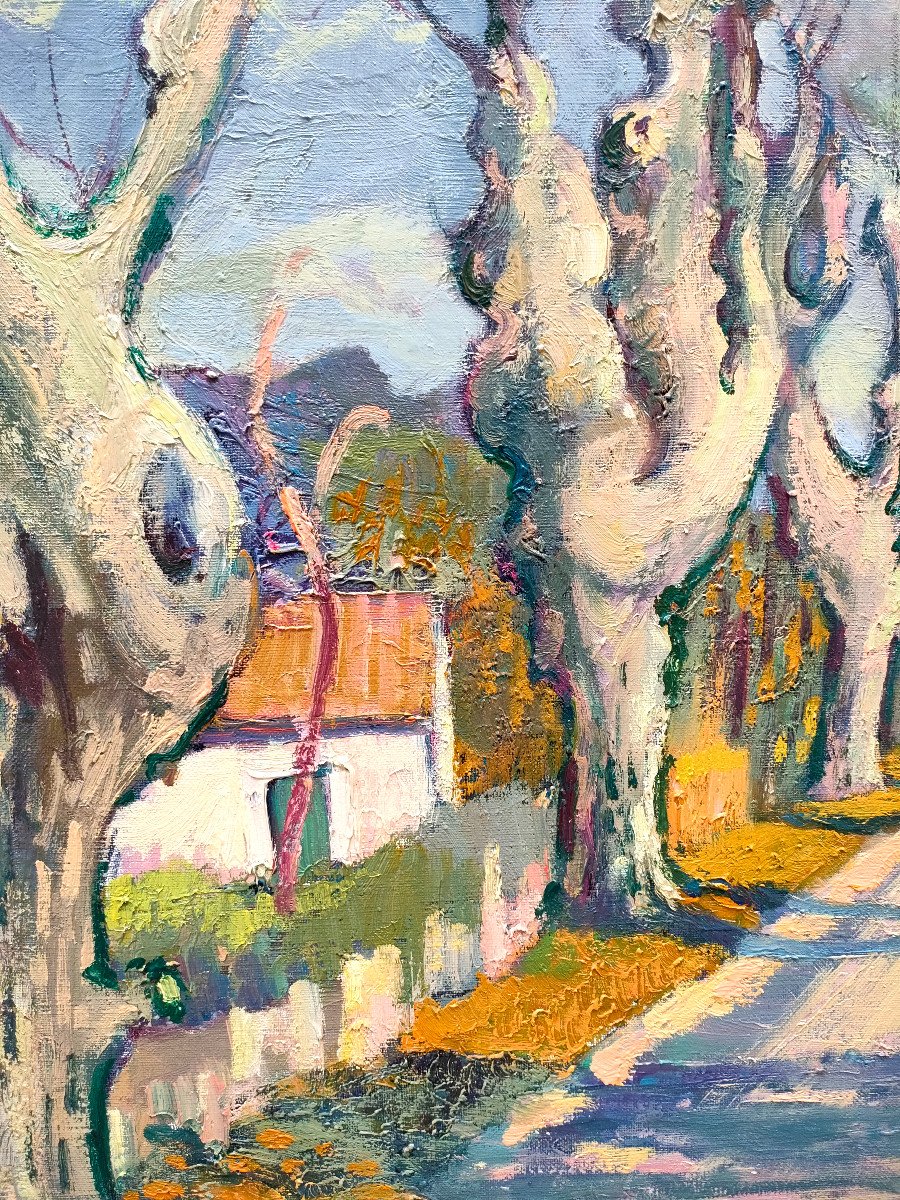 Guy Benard (1928), The Road To Arles, Oil On Canvas, Signed Left-photo-2