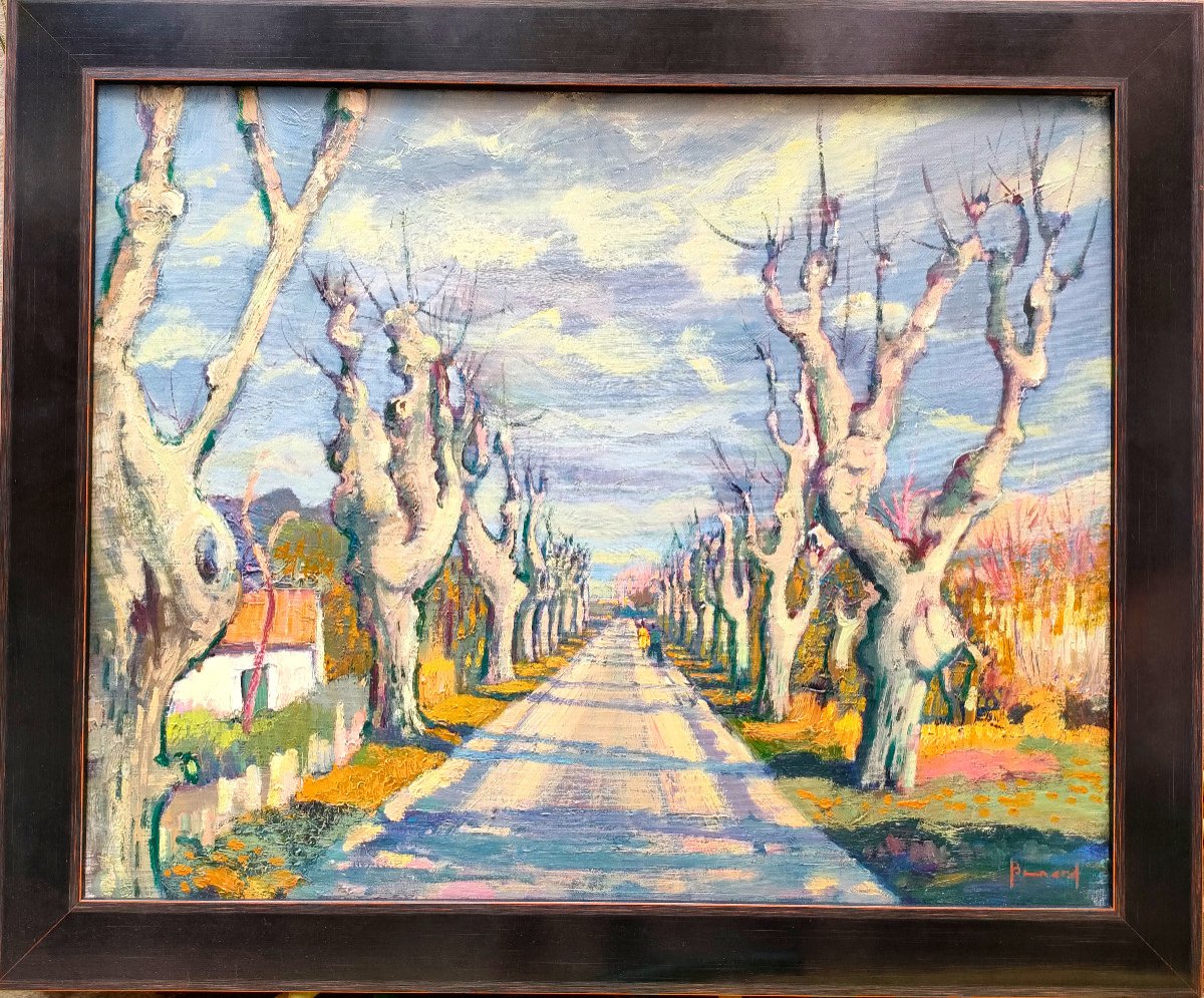 Guy Benard (1928), The Road To Arles, Oil On Canvas, Signed Left-photo-2