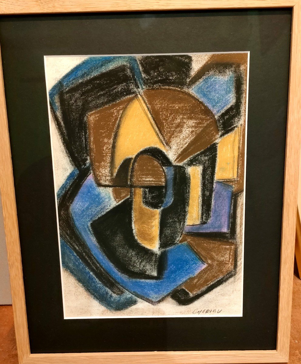 Paul Cheriau (1929-2014), Abstract Composition, Pastels Signed Lower Left, Framed-photo-1