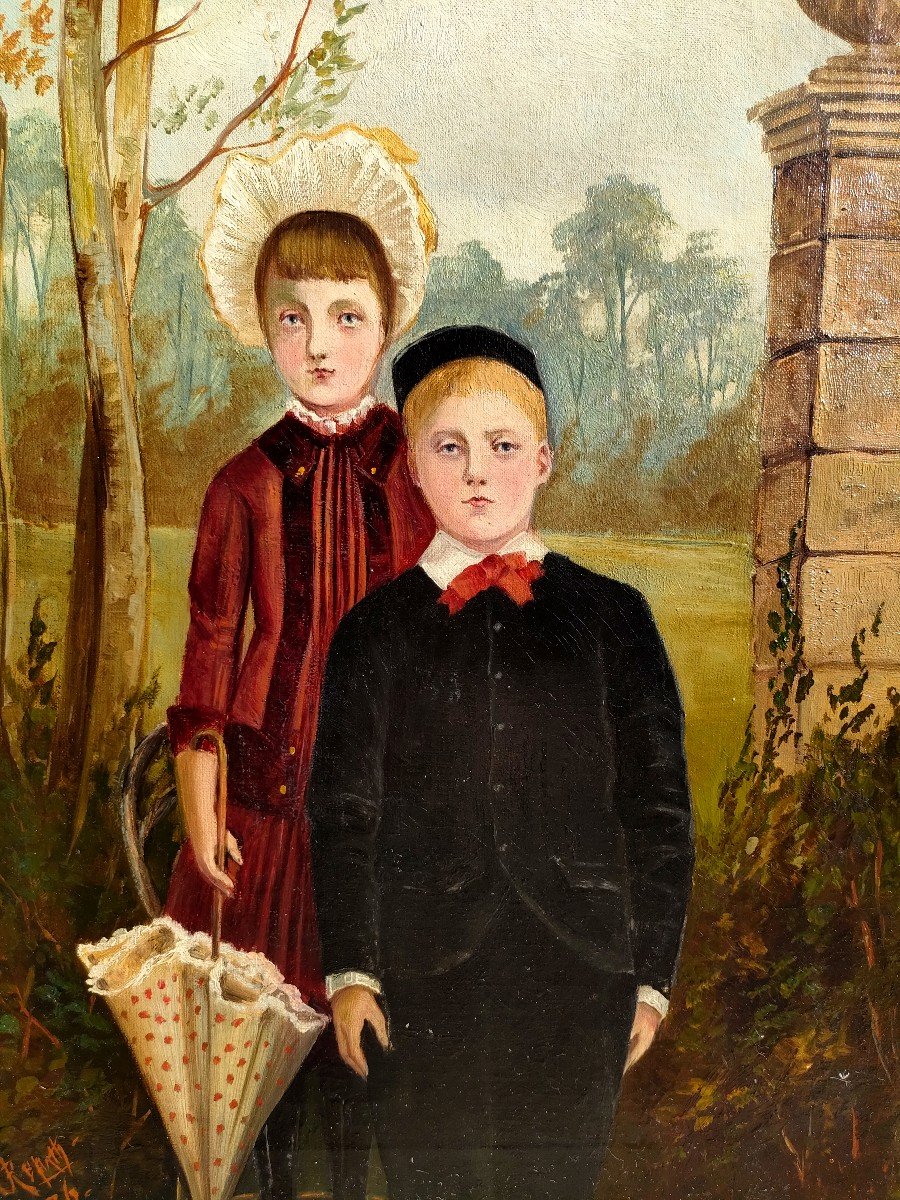 Repath (xxème), Les Enfants Sages, Oil On Canvas, Signed Left,1926-photo-3