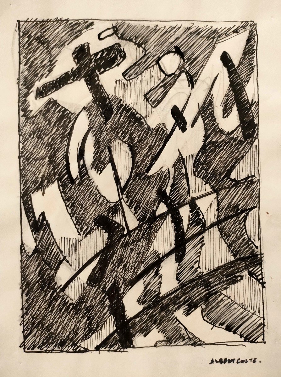 Albert Coste (1895-1985),  Encre Sur Papier, Signée à Droite, Année 56