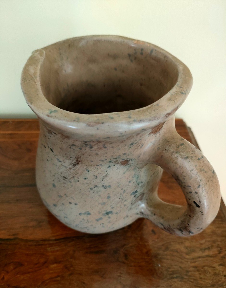 Pitcher And Pair Of Candlesticks In Glazed Ceramic, 1970s, Signed Th Under The Base-photo-2