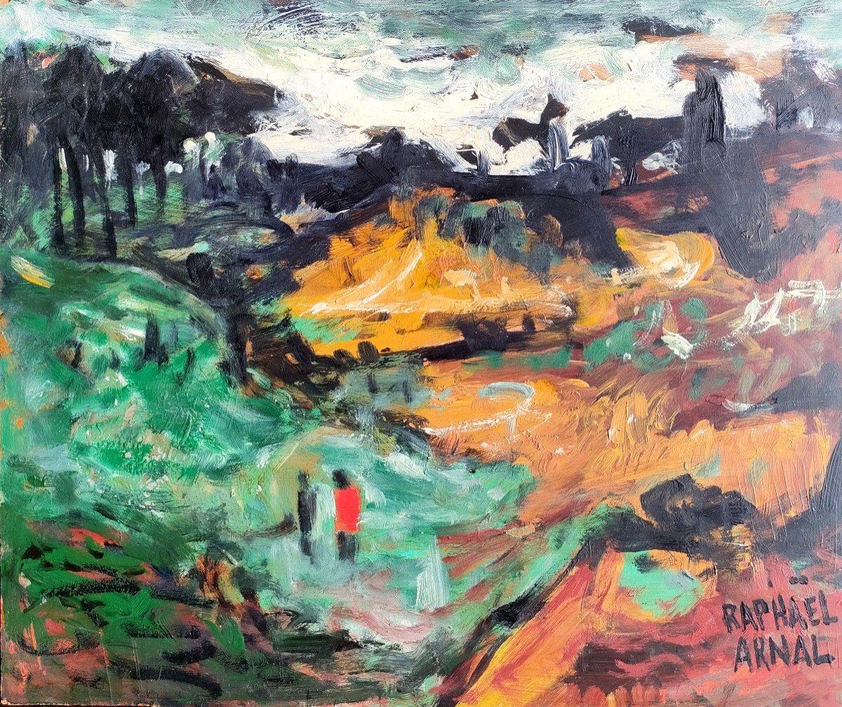 R. Arnal (1906-1963), Le Vallon, Oil On Panel, Signed, Titled On The Back, Dated 1958