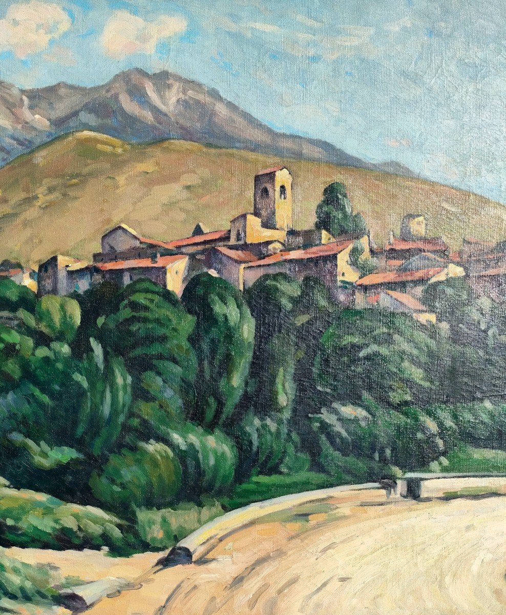 Marcel Bernanose (1884-1952), Le Village Catalan, Huile Sur Toile Signée, Encadrée-photo-2