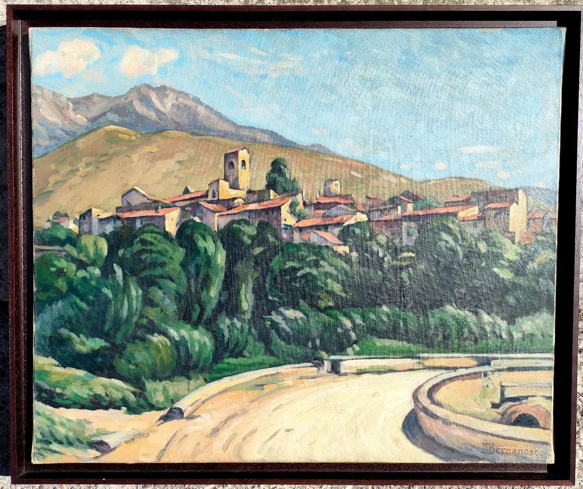Marcel Bernanose (1884-1952), The Catalan Village, Oil On Canvas Signed, Framed-photo-3