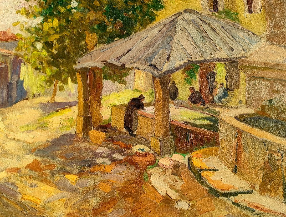 Maurice Martin (1894-1978), The Provençal Lavoir, Oil On Panel, Signed, Framed