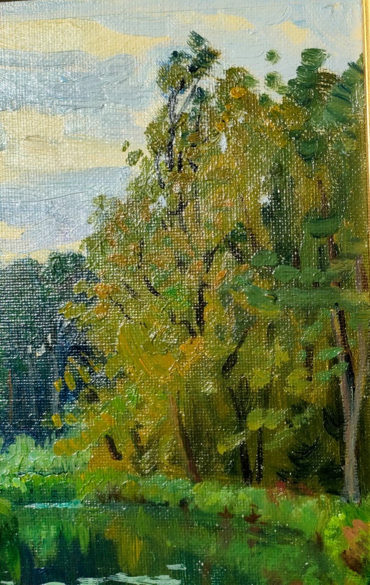 G. Balthazard-bernard (1883-1977), Landscape At The River, Oil On Canvas Signed On The Back, Framed-photo-3