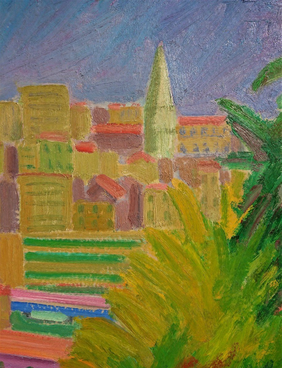 F. Diana (1903-1993) View Of The Accoules Bell Tower, Marseille, Oil On Cardboard Signed, Frame-photo-3