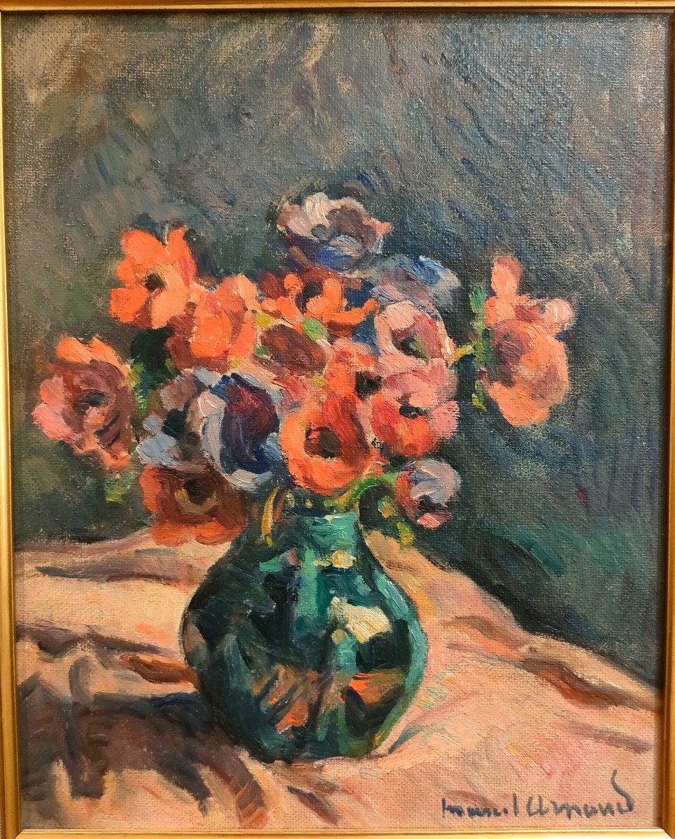 Marcel Arnaud (1877-1956),  Bouquet d'Anémones, Huile Sur Toile Signée, Encadrée