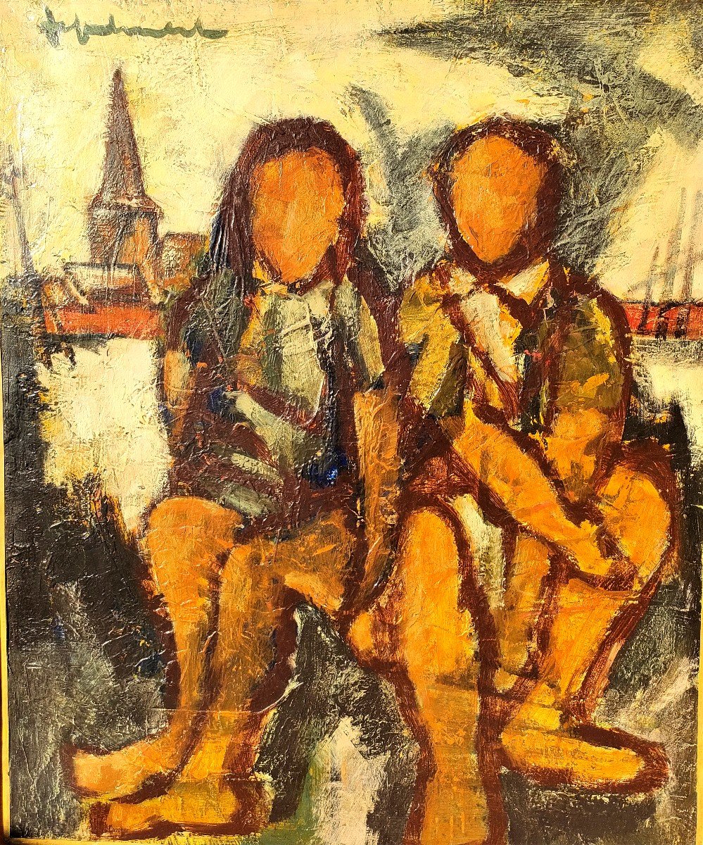 Jeff  Friboulet (1919-2003), Enfants Espagnols, Huile Sur Toile Signée,