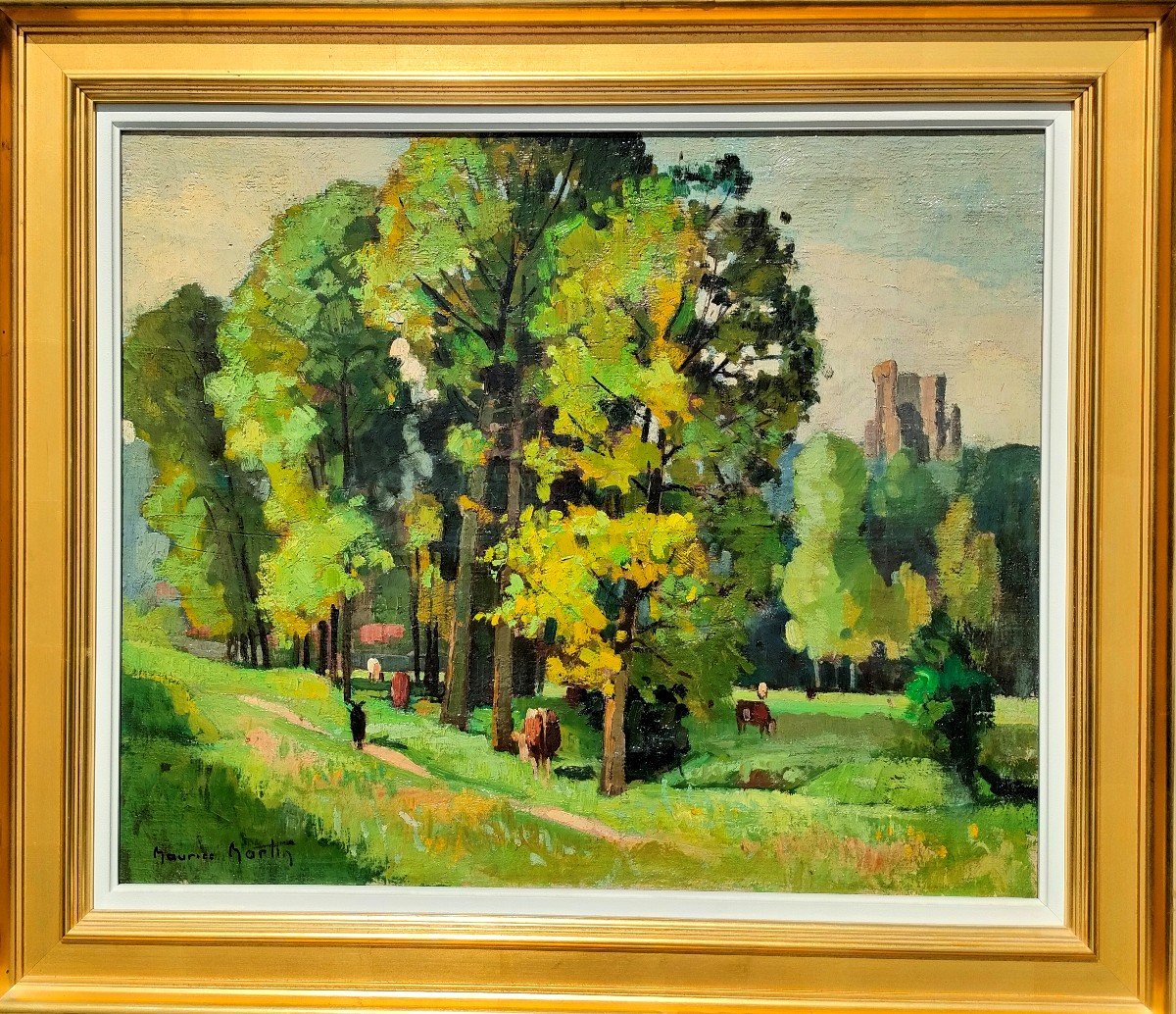 M. Martin (1894-1978 ), La Tour De Ganne Sur La Loing, Huile Sur Toile Signée, Encadrée-photo-2