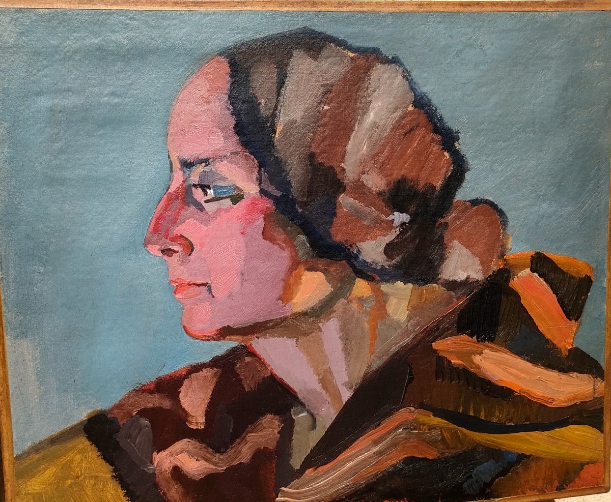 Alfred Lombard (1884-1973), Portrait De Femme, Huile Sur Toile Signée à Gauche-photo-2