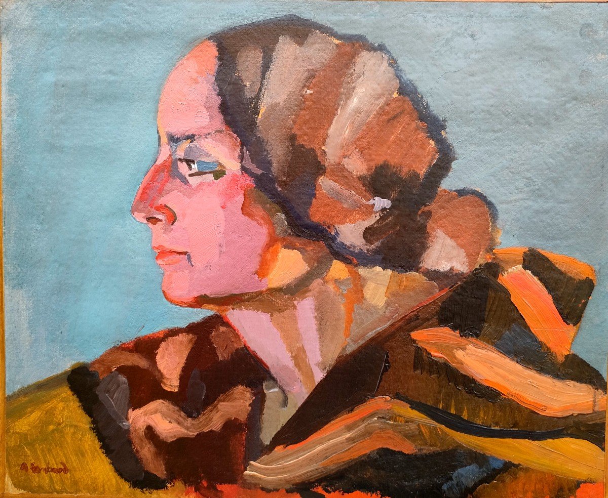 Alfred Lombard (1884-1973), Portrait De Femme, Huile Sur Toile Signée à Gauche
