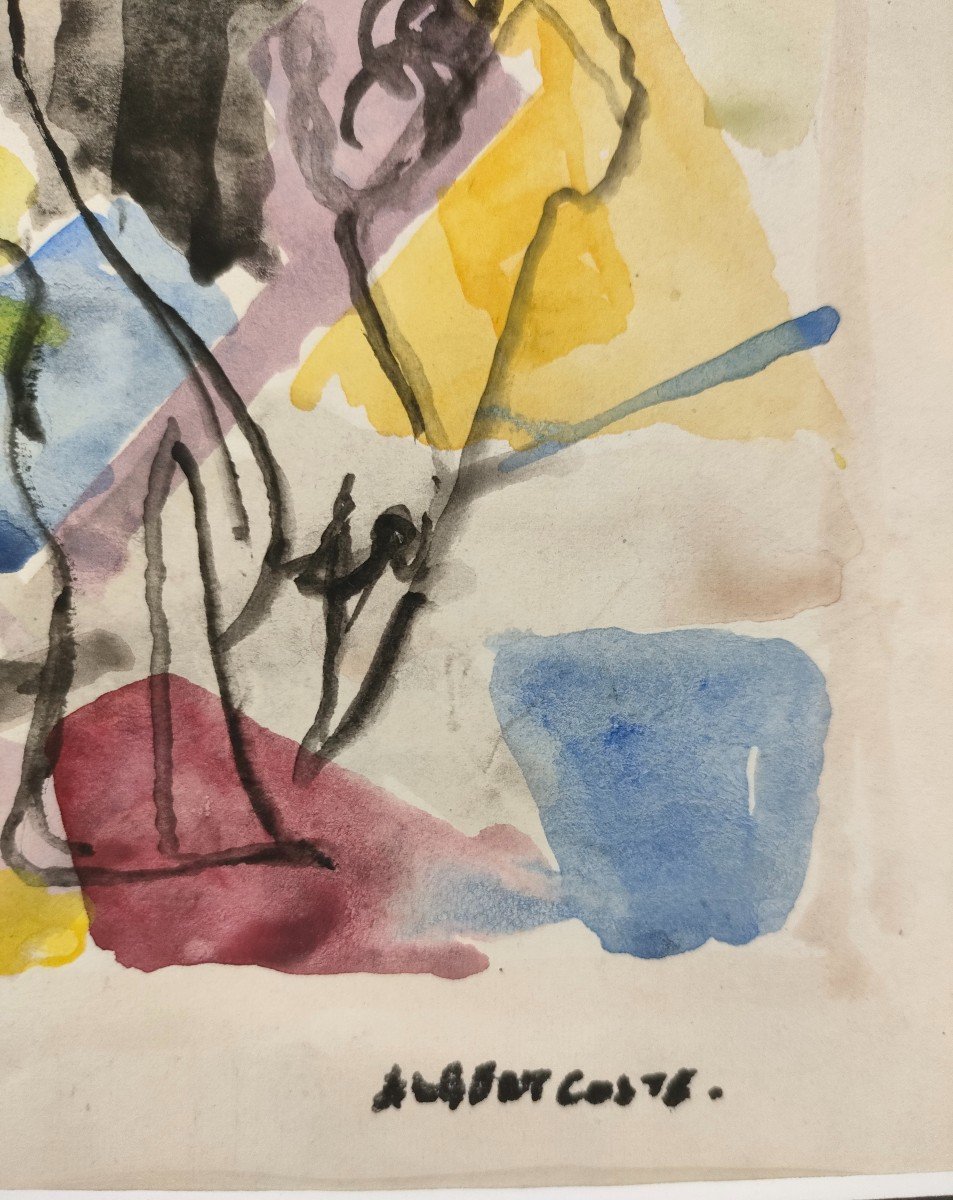 Albert Coste (1895-1985),  Abstraction,  Gouache Et Encre Signée à Droite, 56, Encadrée.-photo-4