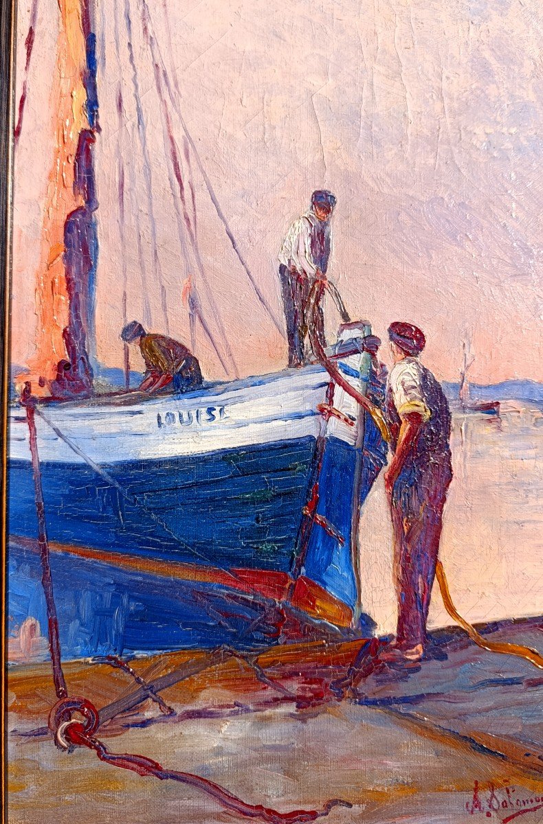 Salomon (xxcème), Le départ de Louise, Huile Sur Toile Signée, Datée 1926, Encadrée