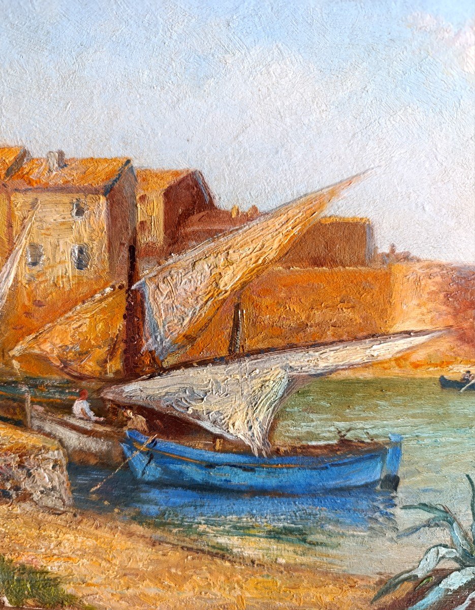 A. Pierre Baggary (1898-1949), Sailboats In Port, Oil On Panel -photo-2