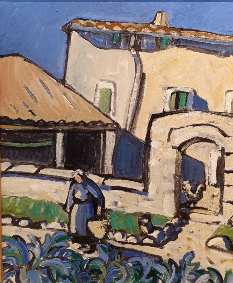 J. Arene (1929-2020), Mas Of Provençal Village, Oil On Canvas Signed, Framed-photo-2