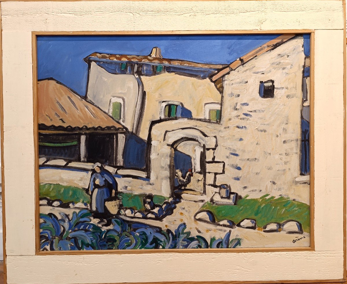 J. Arene (1929-2020), Mas Of Provençal Village, Oil On Canvas Signed, Framed-photo-3