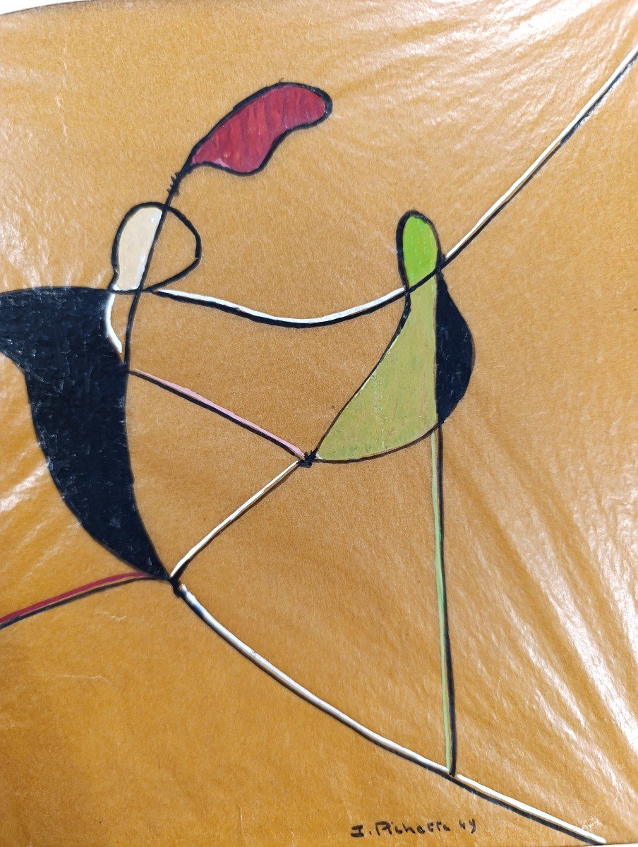 James Pichette ( 1920-1996), l'Acrobate, Huile Sur Papier Calque, Signée, Datée 46-photo-4