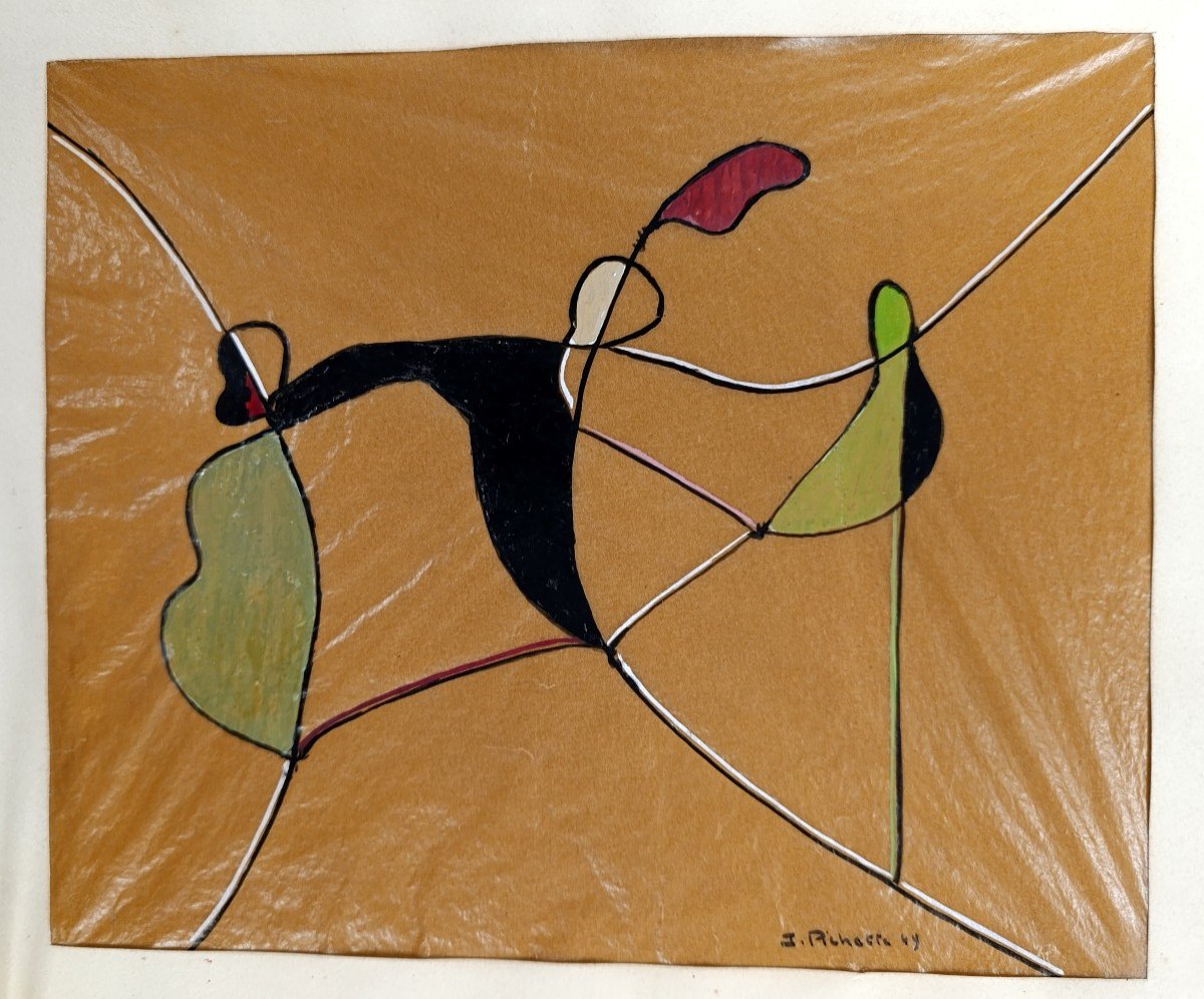 James Pichette ( 1920-1996), l'Acrobate, Huile Sur Papier Calque, Signée, Datée 46