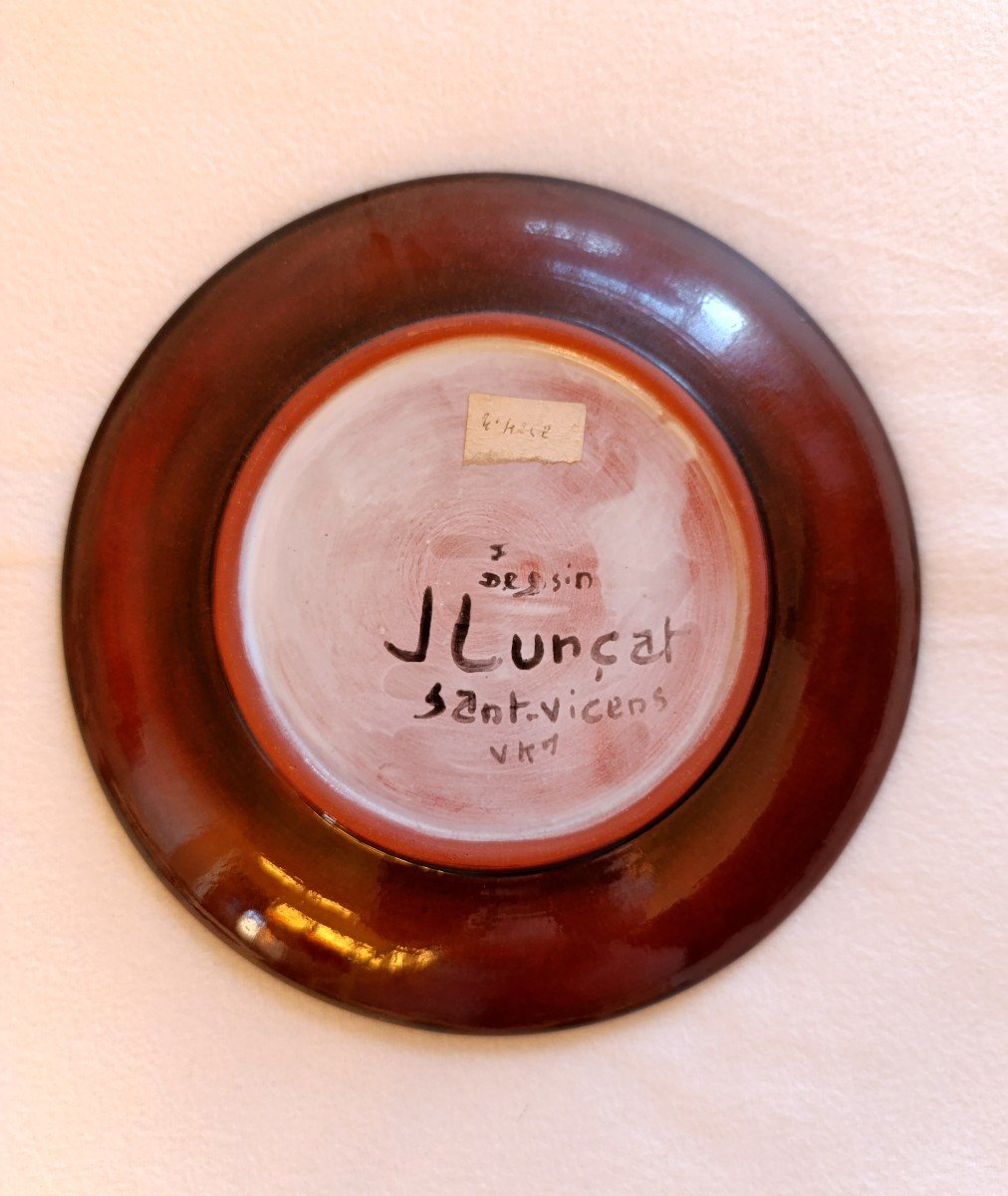 Jean Lurçat (1892-1966), Plate E, Ceramic With Rooster Decor, Signed On The Back, Sant Vicens-photo-3