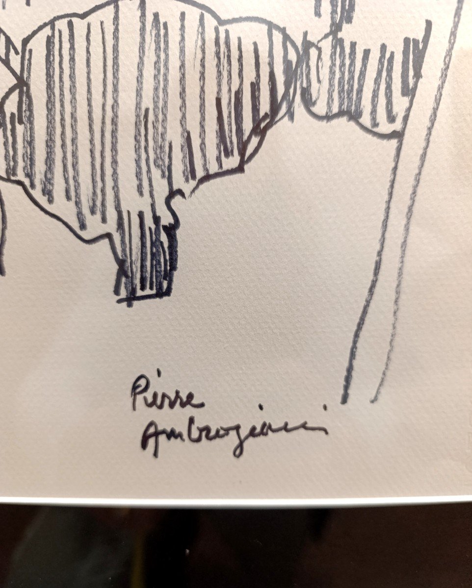 P. Ambrogiani (1907-1985), Paysage De Provence, Dessin Au Feutre Sur Papier, Signé à Droite-photo-2