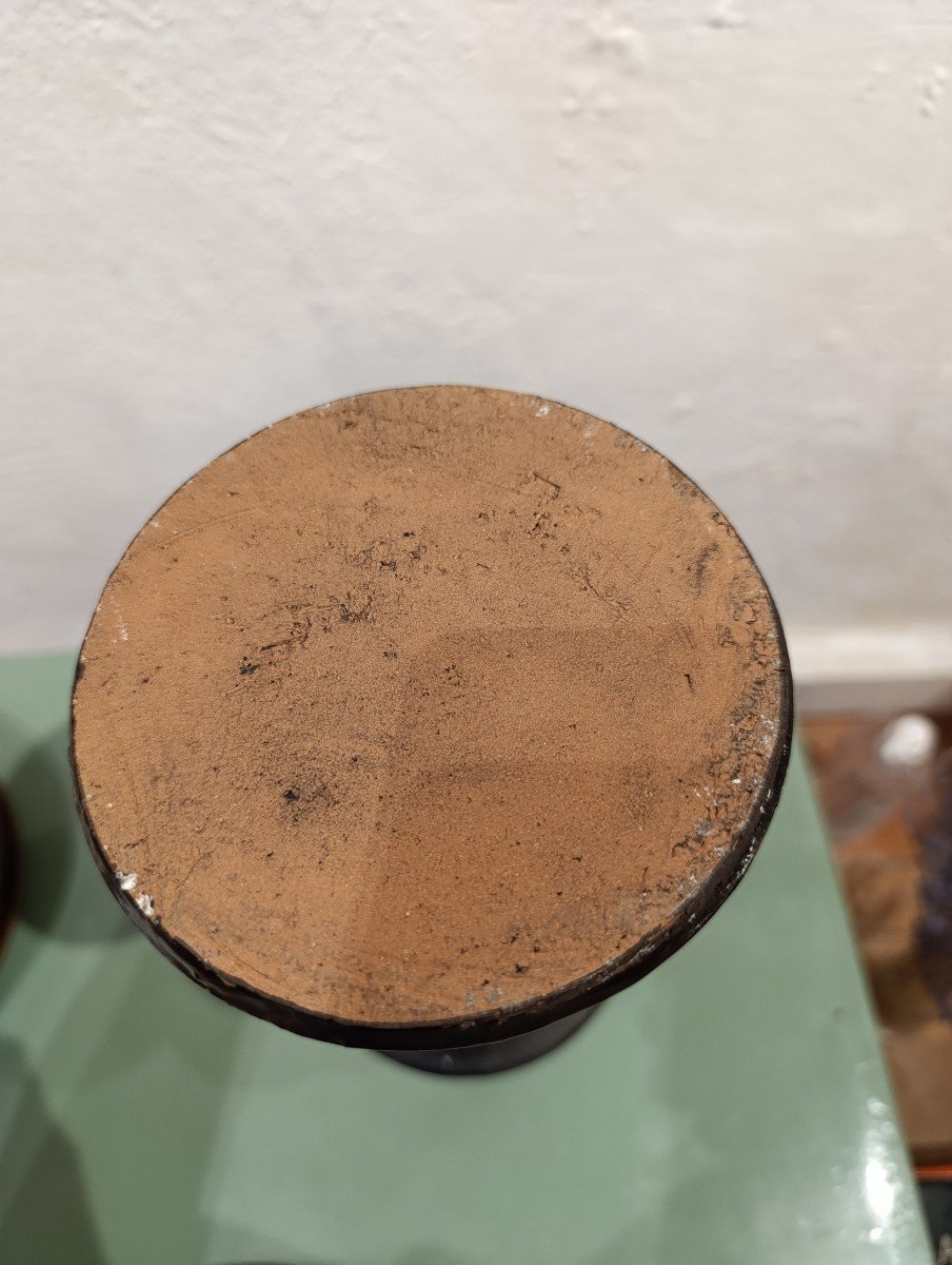 Jean Marais (1913-1998), Large Black Ceramic Candlestick, Signed On The Base At The Bottom-photo-4