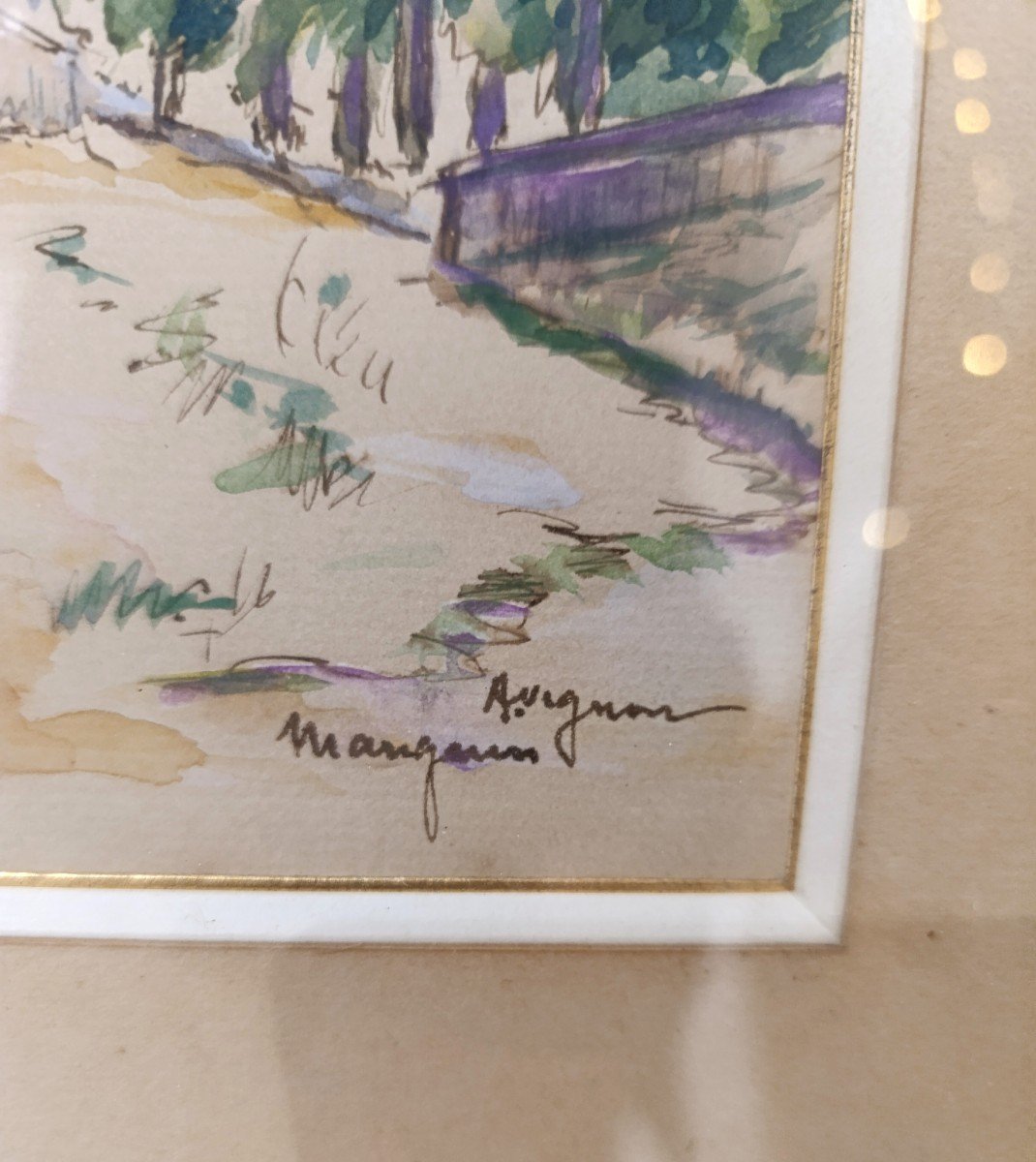 Henri Manguin (1874_1949), Canal Bank, Avignon, Watercolor And Drawing On Paper, Signed-photo-3