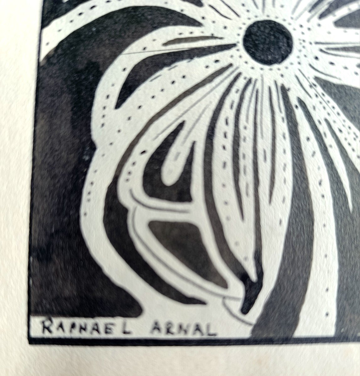 Raphael Arnal (1906-1963), Le Soleil, Encre Sur Papier, Signée, Encadrée, 1932-photo-3