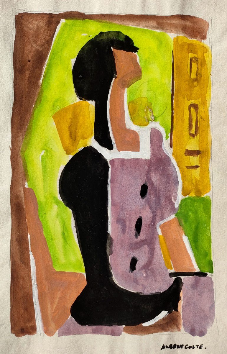 Albert Coste (1895-1985),  Abstraction,  Gouache  Sur Papier Signée à Droite, 56.-photo-4