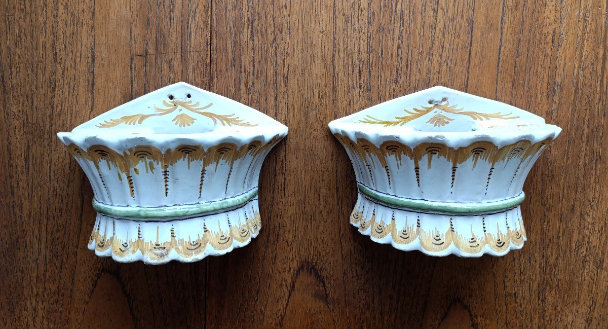 Pair Of 18th Century Moustier Faience Flower Vases-photo-6