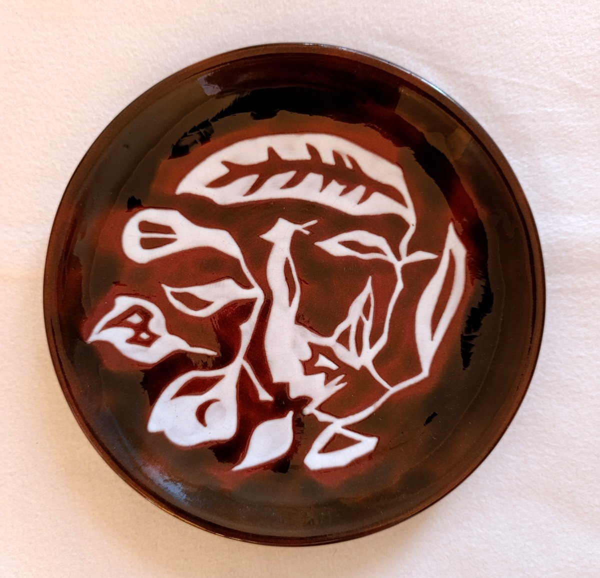 Jean Lurçat (1892-1966), Brown Ceramic Plate With Stylized Bird Decor, Signed On The Back-photo-4