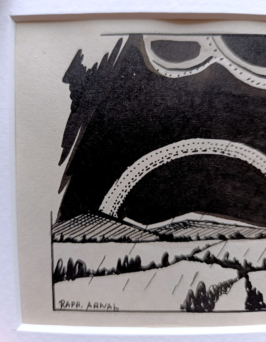 Raphael Arnal (1906-1963), Nuages, Encre Sur Papier, Signée, Encadrée, 1932-photo-2