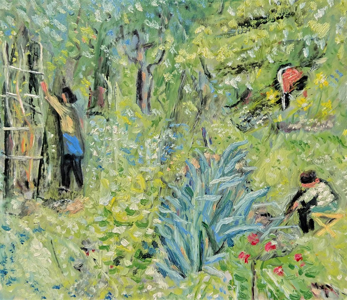 A. Ousatchev (1914-?), Russian School, The Picking, Oil On Panel Signed On The Back, Framed