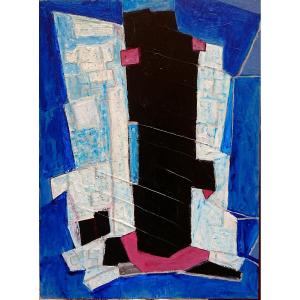 A. Rottenberg, (1903-2000), Composition Bleue, Oil On Panel, Signed