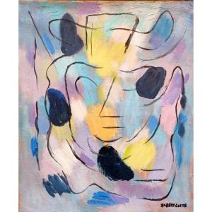 Albert Coste (1895-1985), Abstraction Au Visage, Oil On Canvas, Signed, Framed.