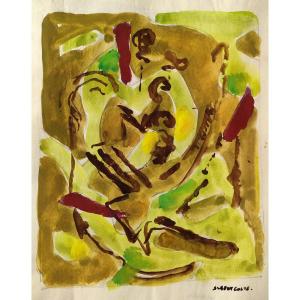 Albert Coste (1895-1985), Abstraction, Gouache Signed On The Right, 56, Framed.