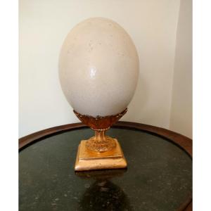 Ostrich Egg Mounted On Pedestal In Gilt Bronze And Gilded Wood