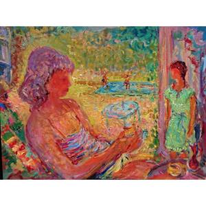 Raymond Rosso ( 1922-1985), Le Jardin d'été, Huile Sur Carton, certifié au dos, Encadrée
