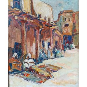 H. Pontoy, (in Le Gout), 20th Century Orientalist Landscape, Oil On Panel, Framed