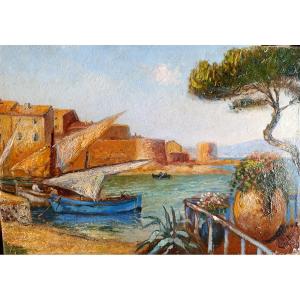 A. Pierre Baggary (1898-1949), Les Voiliers Au Port, Huile Sur Panneau 