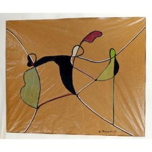 James Pichette (1920-1996), The Acrobat, Oil On Tracing Paper, Signed, Dated 46