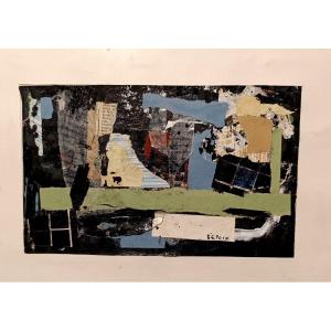 Michel Bepoix (1937-), Composition,  Collage Sur Papier, Signée