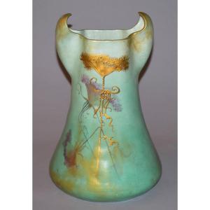 Vase Decorated With Ombelles, Glazed Ceramic, Clément Massier (1844-1917), Signed