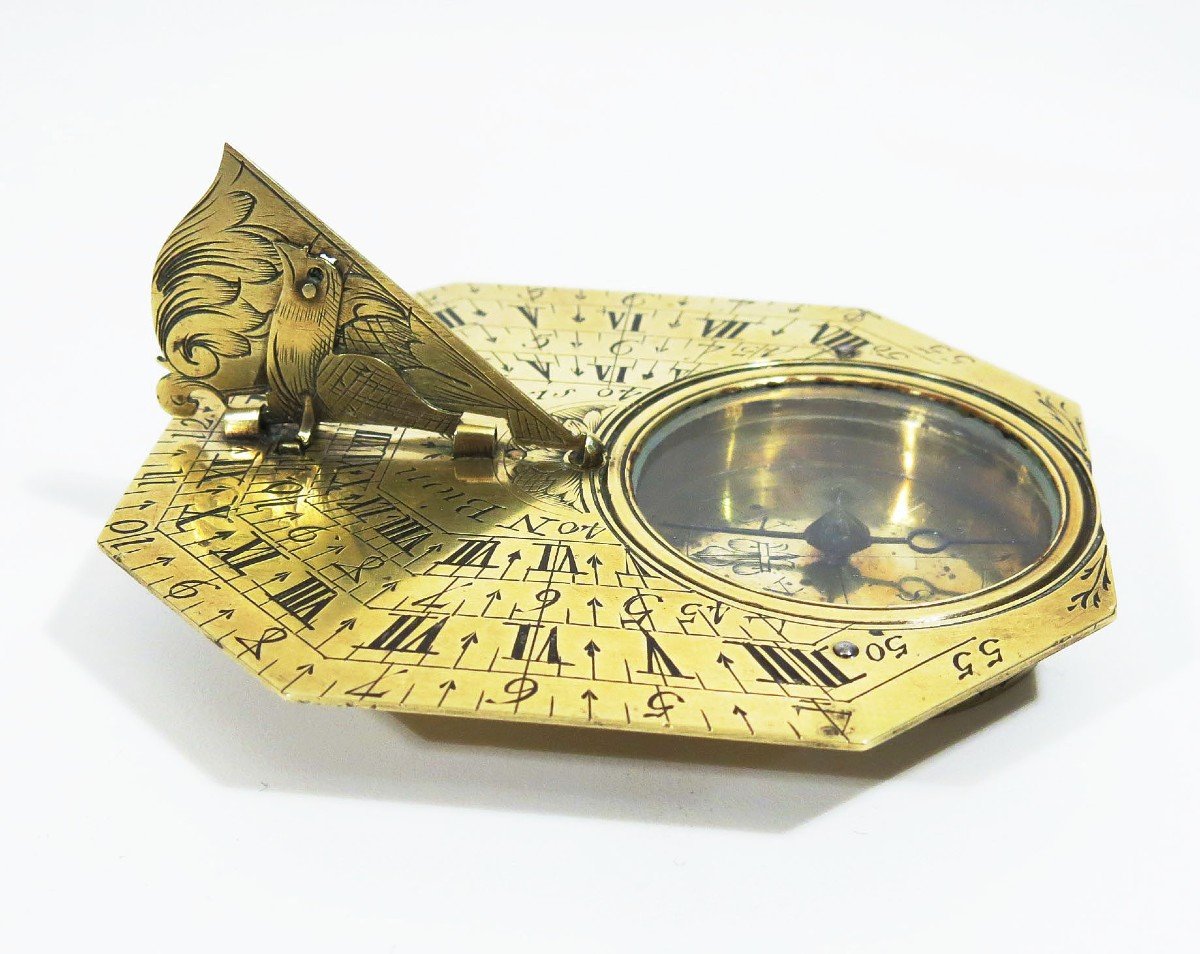 Portable Brass Sundial By Nicolas Bion. Paris 1700.-photo-3