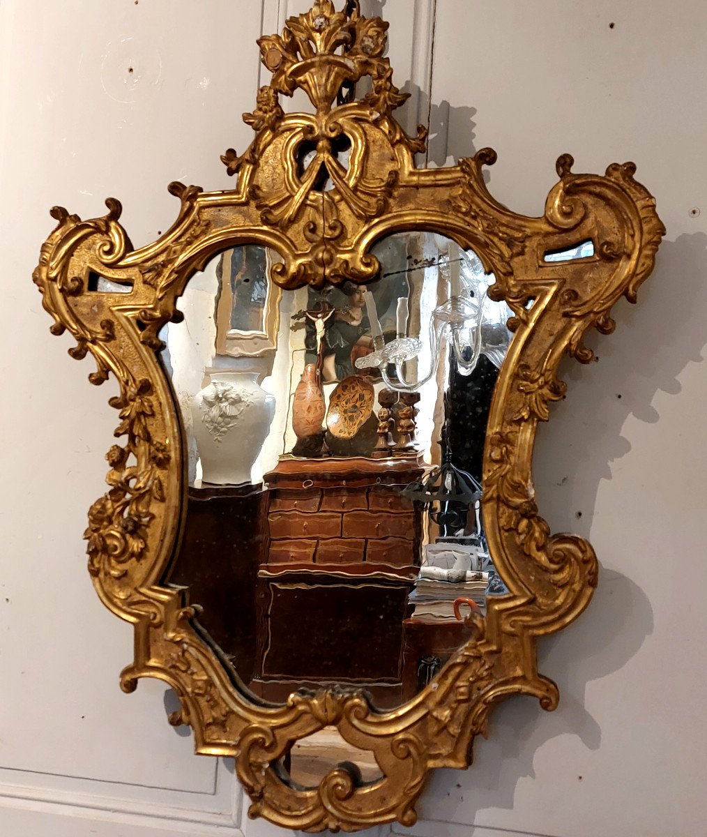 Mirror In Golden Wood Genoa Italy XVIIIth Century