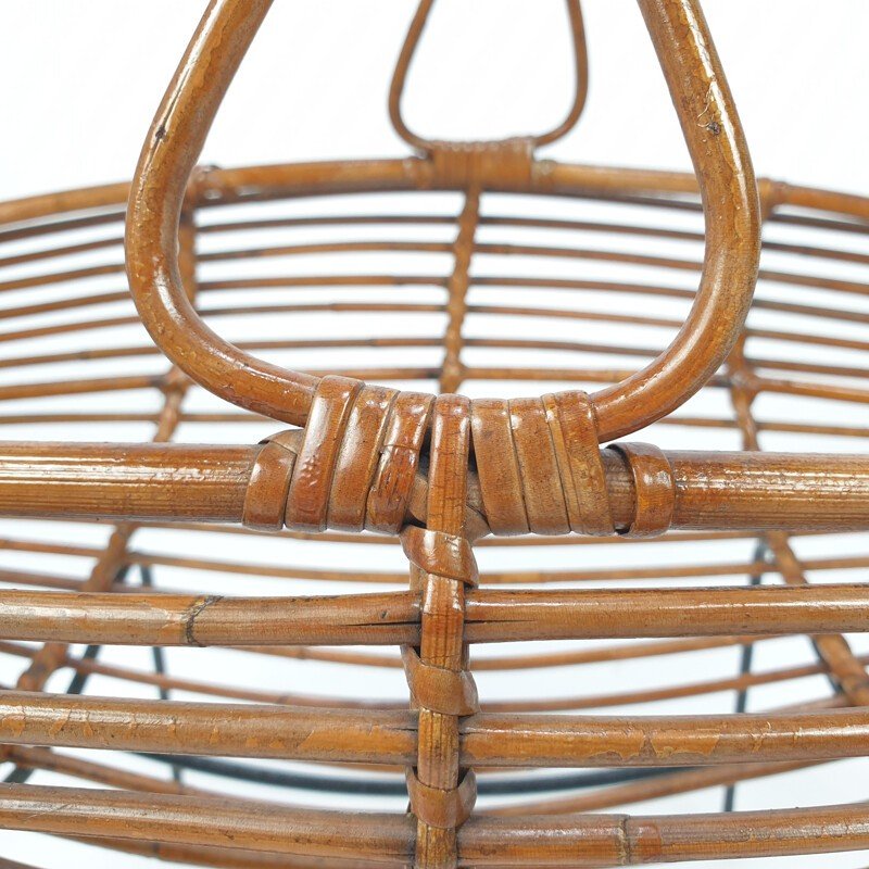 Vintage Rattan And Iron Magazine Rack, Italy 1950s-photo-2