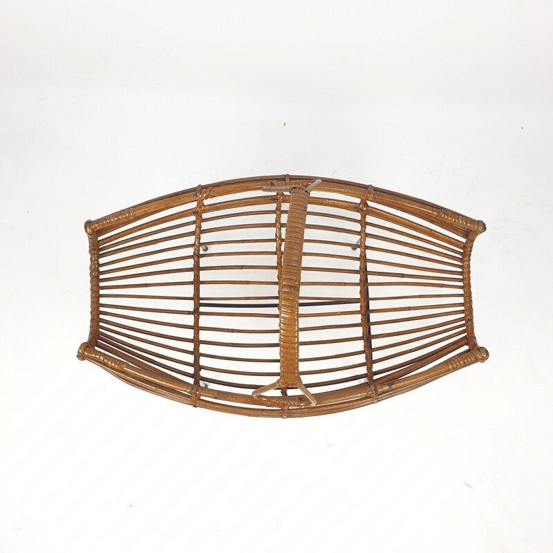 Vintage Rattan And Iron Magazine Rack, Italy 1950s-photo-1